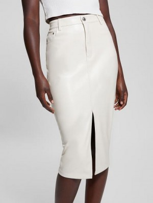 Guess Celine Faux-Leather Skirt Wit | GUESS-SN28148
