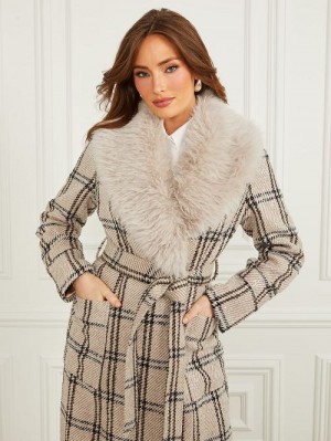 Guess Charlize Sequin Plaid Wrap Coat Multi | GUESS-SN28046