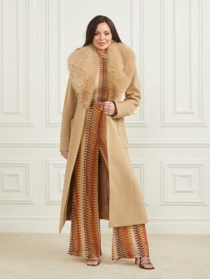 Guess Charlize Wool-Blend Coat Beige | GUESS-SN27953