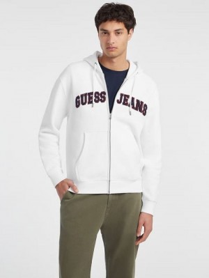 Guess Chenille Patch Zip-Up Hoodie Wit | GUESS-SN30787