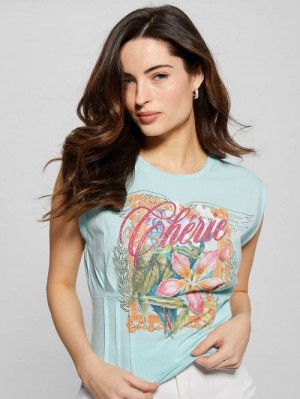 Guess Cherie Corset Tee Blauw | GUESS-SN27596