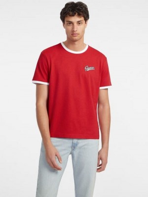 Guess Chest Script Logo Tee Rood | GUESS-SN30650