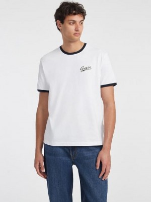 Guess Chest Script Logo Tee Wit | GUESS-SN30598