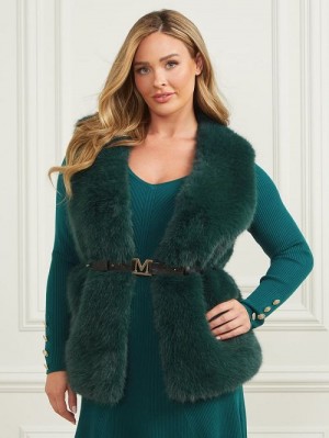Guess Chloe Faux-Fur Vest Groen | GUESS-SN27949