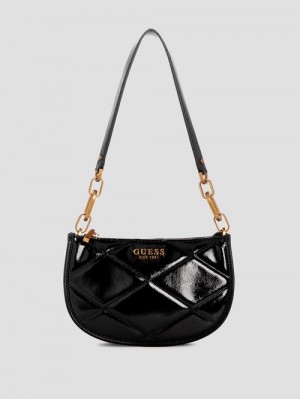 Guess Cilian Quilted Saddle Shoulder Bag Zwart | GUESS-SN29068