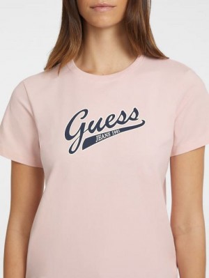 Guess Classic Script Logo Tee Roze | GUESS-SN27132