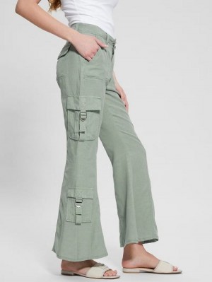 Guess Clay Linen Cargo Pants Groen | GUESS-SN28308