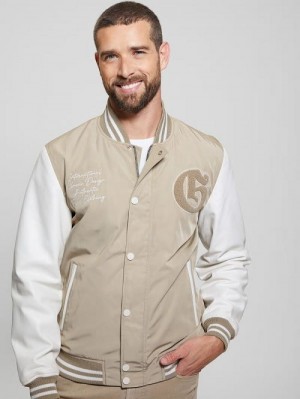 Guess Color-Block Varsity Jacket Beige | GUESS-SN30884