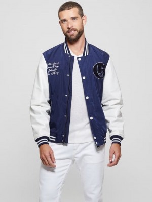 Guess Color-Block Varsity Jacket Blauw | GUESS-SN30858