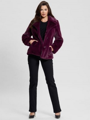 Guess Corinne Faux-Fur Coat Paars | GUESS-SN27961