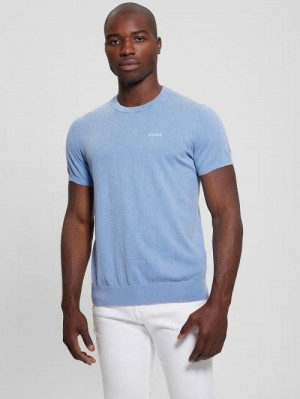 Guess Cornell Washed Tee Blauw | GUESS-SN30525