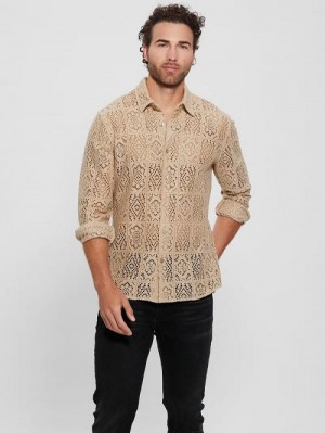 Guess Craft Crochet Shirt Beige | GUESS-SN31264