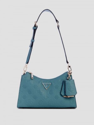 Guess Cresidia Top-Zip Shoulder Bag Blauw | GUESS-SN29158