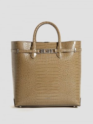 Guess Cristina Croc Leather Tote Goud | GUESS-SN29364