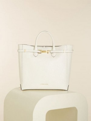 Guess Cristina Croc Leather Tote Wit | GUESS-SN29367