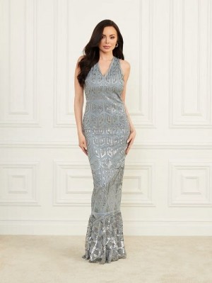 Guess Crystal Maxi Dress Blauw | GUESS-SN26922