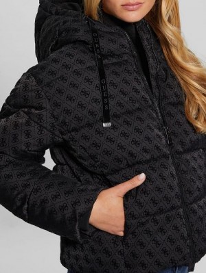 Guess Daisy Quattro G Puffer Jacket Zwart | GUESS-SN28047