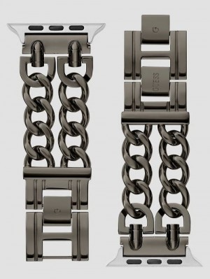 Guess Dark Silver-Tone Chain 42-44 mm Band for Apple Watch® Zwart | GUESS-SN31611