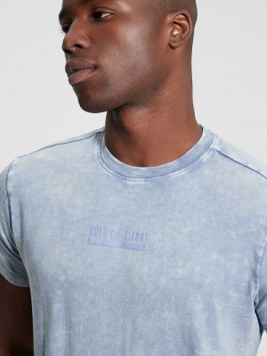Guess David Acid Wash Tee Blauw | GUESS-SN30519