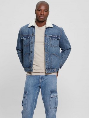 Guess Dean Sherpa Jacket Blauw | GUESS-SN30828