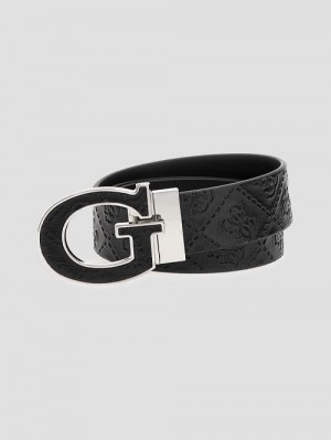Guess Debossed Signature Belt Zwart | GUESS-SN31847