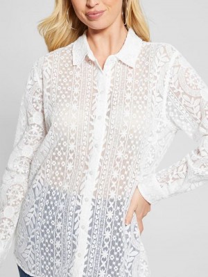 Guess Deloris Embroidered Top Wit | GUESS-SN27385