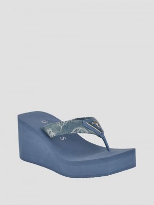 Guess Demmey Wedge Sandals Blauw | GUESS-SN29717