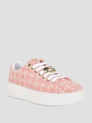 Guess Denesa Low-Top Tweed Sneakers Roze | GUESS-SN29540