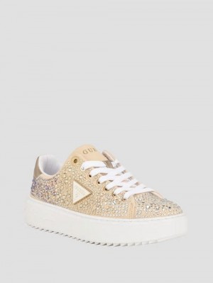 Guess Denesa Rhinestone Low-Top Sneakers Goud | GUESS-SN29576
