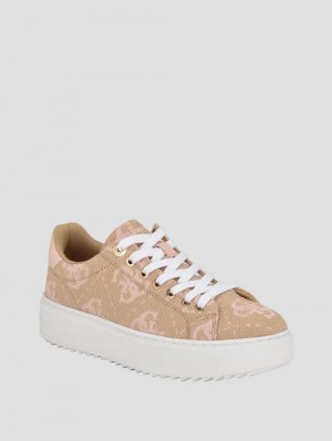 Guess Denesa Signature Sneakers Beige | GUESS-SN29547