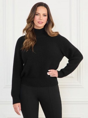 Guess Denise Mock-Neck Ribbed Sweater Zwart | GUESS-SN27702
