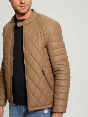 Guess Diamond Quilted Faux-Leather Jacket Bruin | GUESS-SN30803