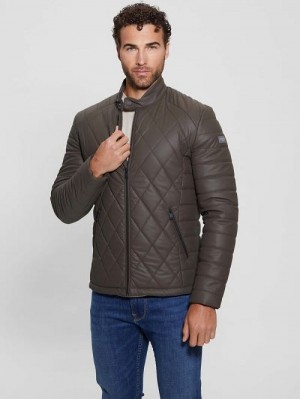 Guess Diamond Quilted Faux-Leather Jacket Bruin | GUESS-SN30881
