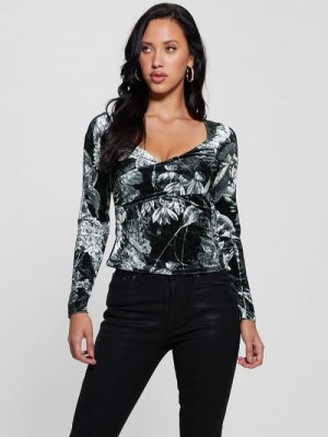 Guess Dianna Velvet Top Zwart | GUESS-SN27481