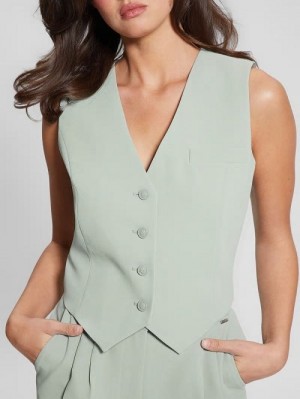 Guess Dina Cropped Blazer Vest Groen | GUESS-SN27175