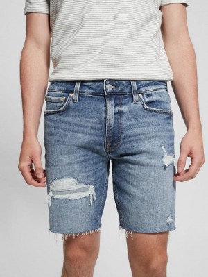 Guess Distressed Denim Shorts Blauw | GUESS-SN31370