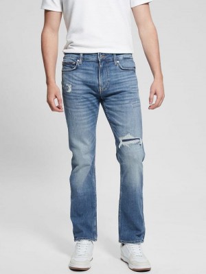 Guess Distressed Straight Jeans Blauw | GUESS-SN30362