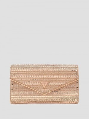 Guess Dofy Crystal Baguette Bag Roze Goud | GUESS-SN28792