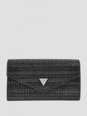 Guess Dofy Crystal Baguette Bag Zwart | GUESS-SN28971