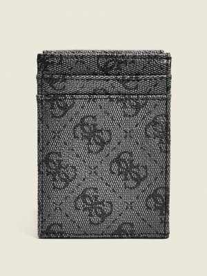 Guess Don Logo-Print Magnetic Card Case Zwart | GUESS-SN31741