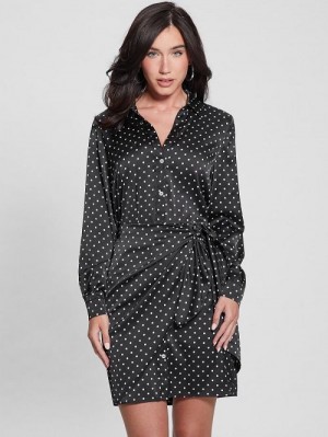 Guess Eco Alya Printed Dress Zwart Wit | GUESS-SN26956