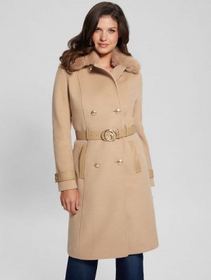 Guess Eco Amelia Belted Coat Beige | GUESS-SN28041