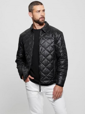 Guess Eco Anchise Quilted Jacket Zwart | GUESS-SN30874