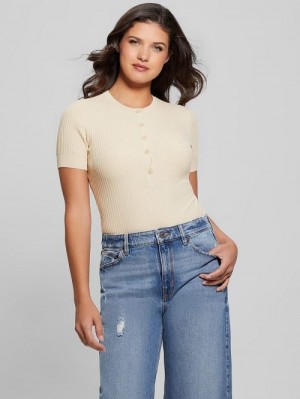 Guess Eco Anders Henley Bodysuit Wit | GUESS-SN27280