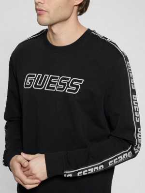 Guess Eco Arlo Fleece Sweatshirt Zwart | GUESS-SN31032