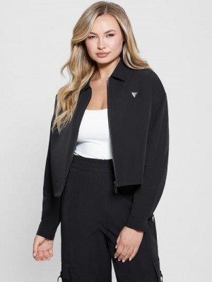 Guess Eco Aurélie Zip-Up Jacket Zwart | GUESS-SN28393
