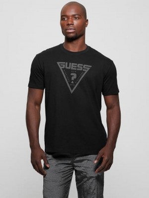 Guess Eco Azha Crewneck Tee Zwart | GUESS-SN31579