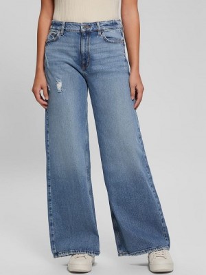 Guess Eco Bellflower Wide Leg Jeans Blauw | GUESS-SN26663