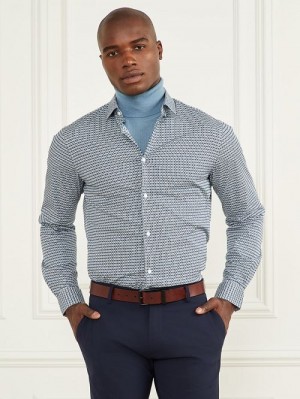 Guess Eco Benny New Collar Paul Shirt Blauw | GUESS-SN31078