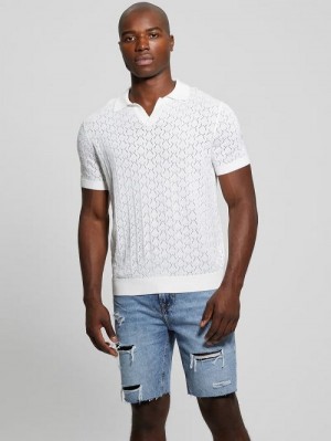 Guess Eco Brian Pointelle Polo Wit | GUESS-SN31300